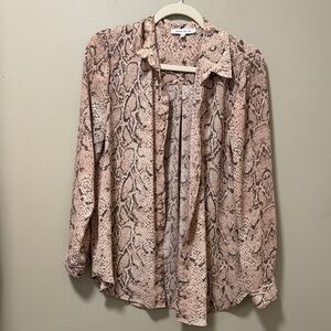 Rose & Olive Snake Print Button-Up Blouse